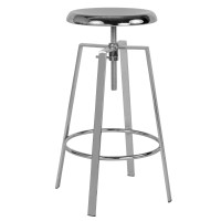 Flash Furniture CH-181070-26S-CHR-GG Toledo Industrial Style Barstool with Swivel Lift Adjustable Height Seat in Chrome Finish 